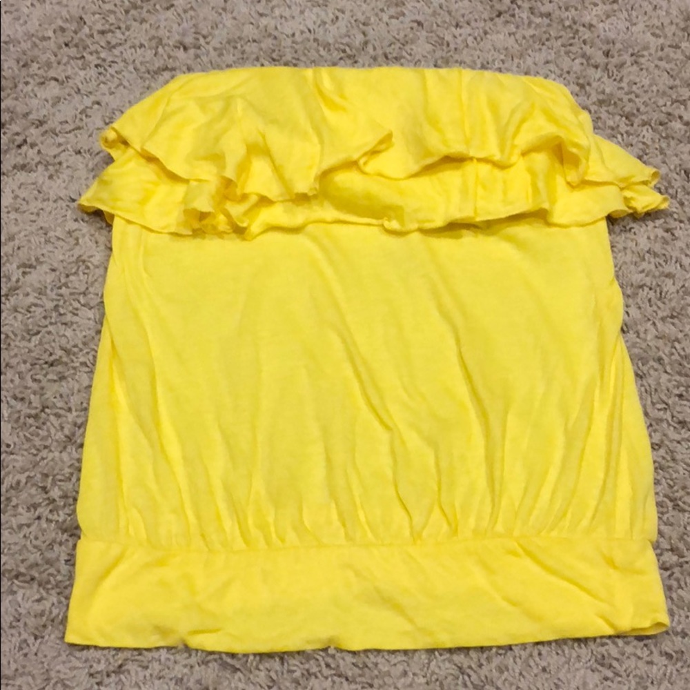 Yellow ruffle tube top